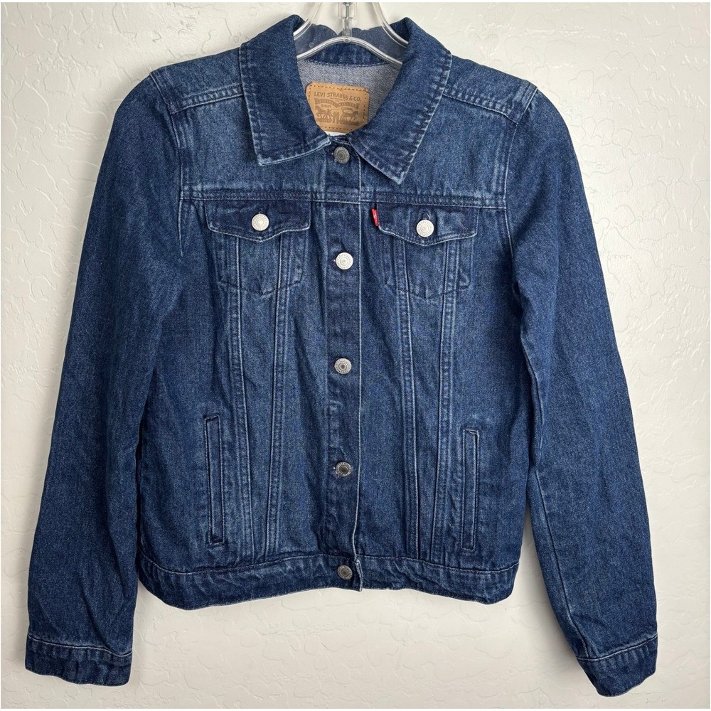 Levis Kids Denim Trucker Jacket Dark Wash Blue Cotton XL 13-15 Yrs 2881